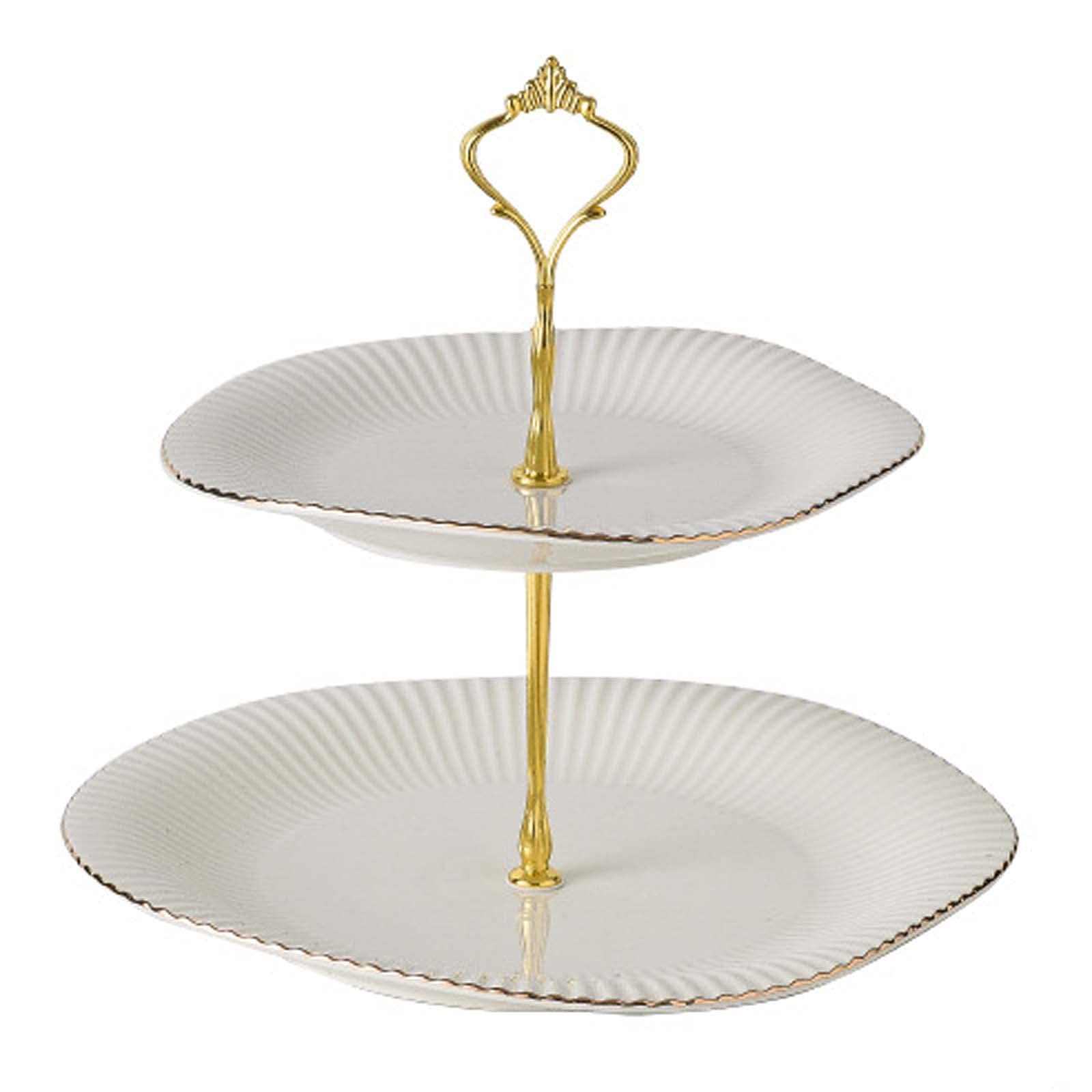 Alzate per Torte in Ceramica a 3 Livelli, Supporto per Torta da Dessert a Torre, espositore Rotondo per Decorazioni per Feste di Compleanno, Matrimoni e tè pomeridiano.
