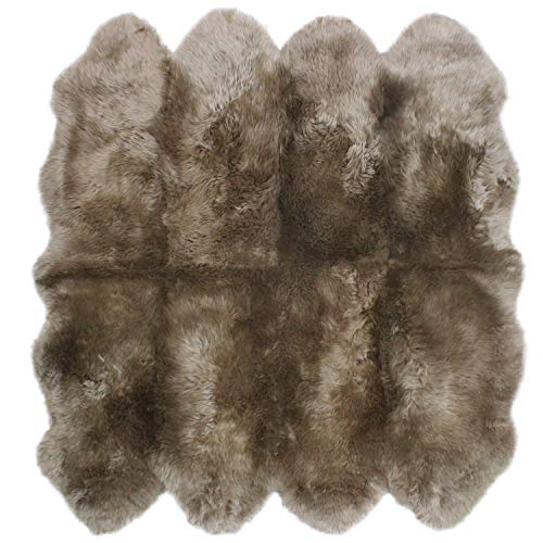 ムートンラグ 天然 オーストラリア産 長毛 8匹物 ラグ トープ 180×180cm 洗える 日本製 NF008TP