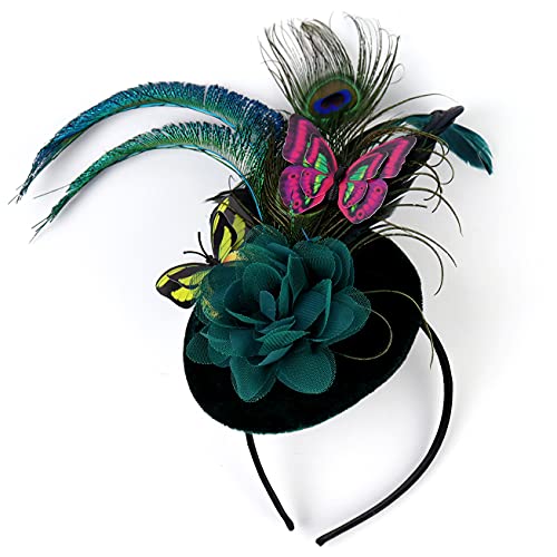 Coucoland Fascinators Hat For Women Pillbox Tea Party Hat Derby Butterfly Feather Cocktail Fascinator Headband (Dark Green) #TOP1