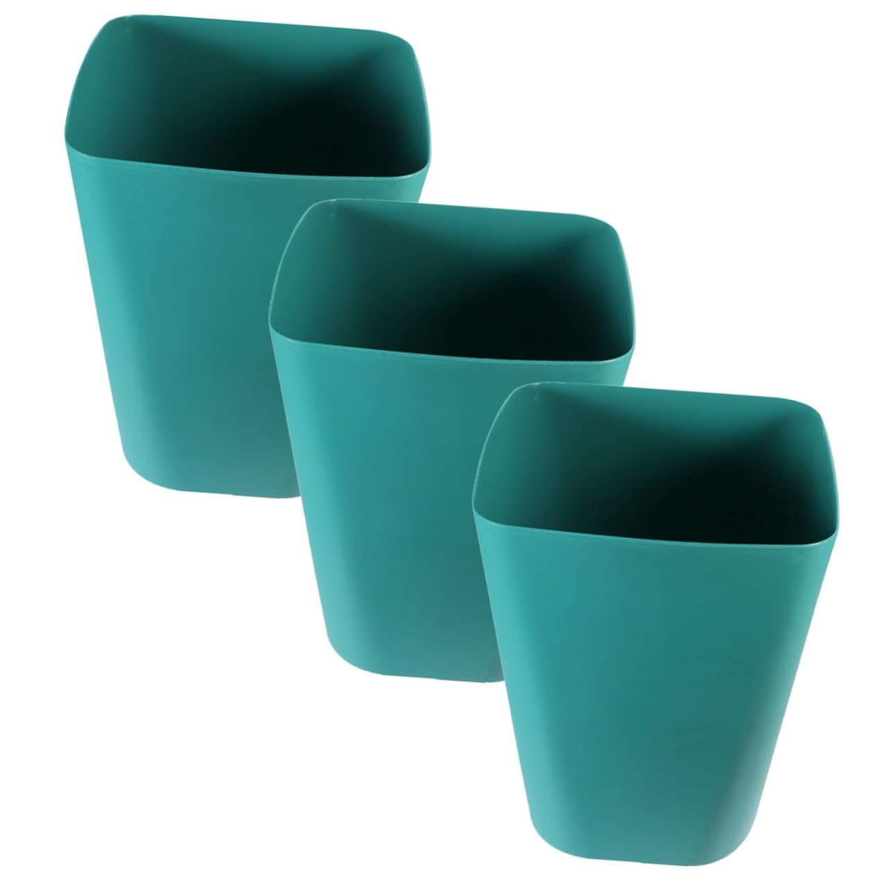 3Pcs Blue Small Outdoor Trash Can Square Opening Garbage Bin Multi-Use Wastebasket for Bedroom Bathroom Office Storage and Organization