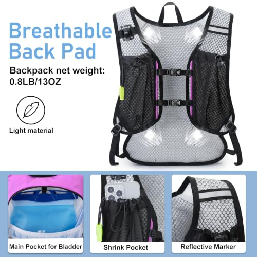 Image of Lightweight Hydration Backpack, Running Backpack with 2L Water Bladder, Hydro Water Daypack for Cycling Hiking Rave for Men Women