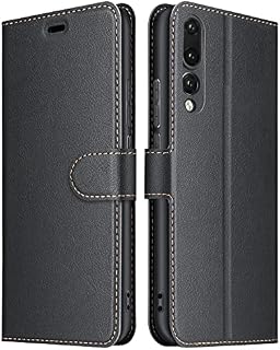 ELESNOW Case Compatible with Huawei P20 Pro, High-grade Leather Flip Wallet Phone Case Cover for Huawei P20 Pro (Black)