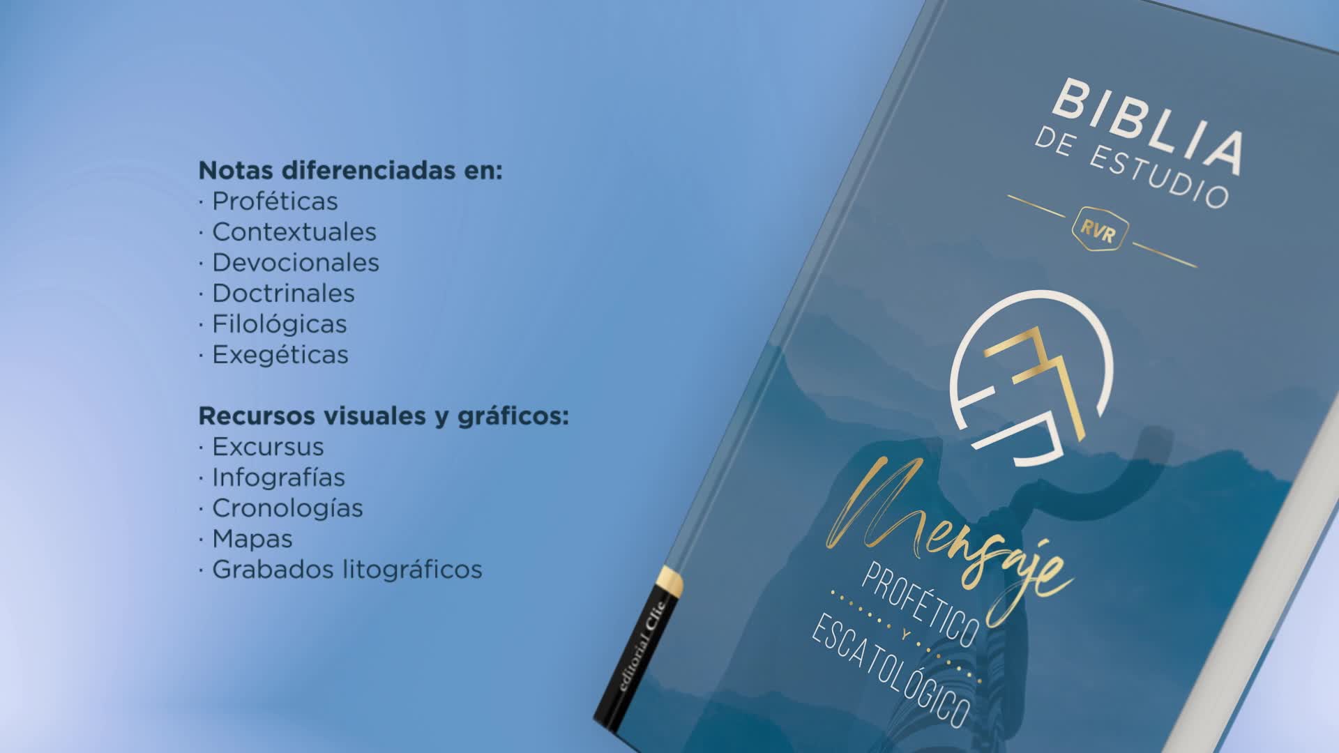 Image of RVR, Biblia de Estudio del Mensaje Profetico y Escatologico, Tapa dura, Interior a dos colores (Spanish Edition)