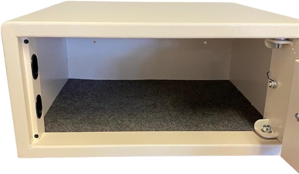 Laptop Size Hotel or Personal Safe with Pin Pad and Back-up Key (Creme color)