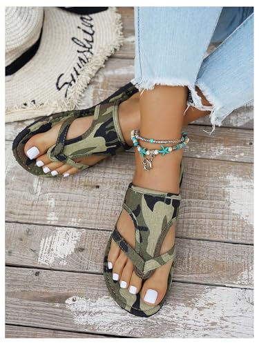Women's Camo Non Slip Flat Sandals Summer Outdoors Open Toe Slides Flip Flops3
