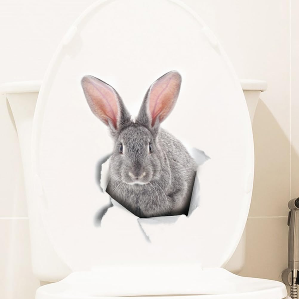 Alipis 5pcs 3D Rabbit Wall Stickers, Cute Animal DIY Decals, Removable Peel and Stick PVC Decorations for Home Bathroom, Car, 20x30cm - Image 3