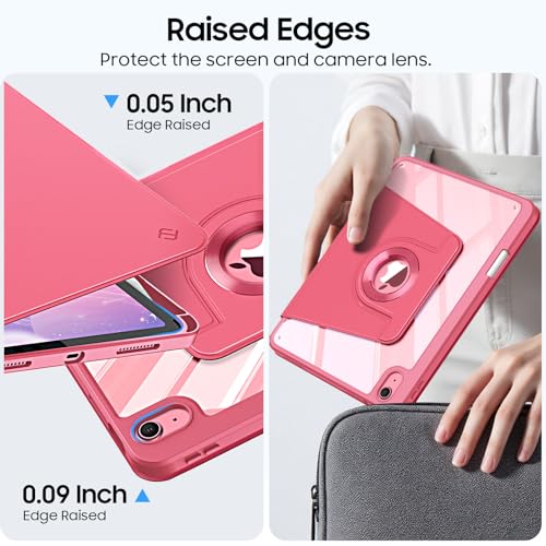FINTIE Rotating Case for iPad (A16) 11th/10th Generation 2025/2022 with Pencil Holder - 360 Degree Rotating Protective Case with Transparent Acrylic Back Shockproof Frame Auto Wake/Sleep, Pink - Image 6