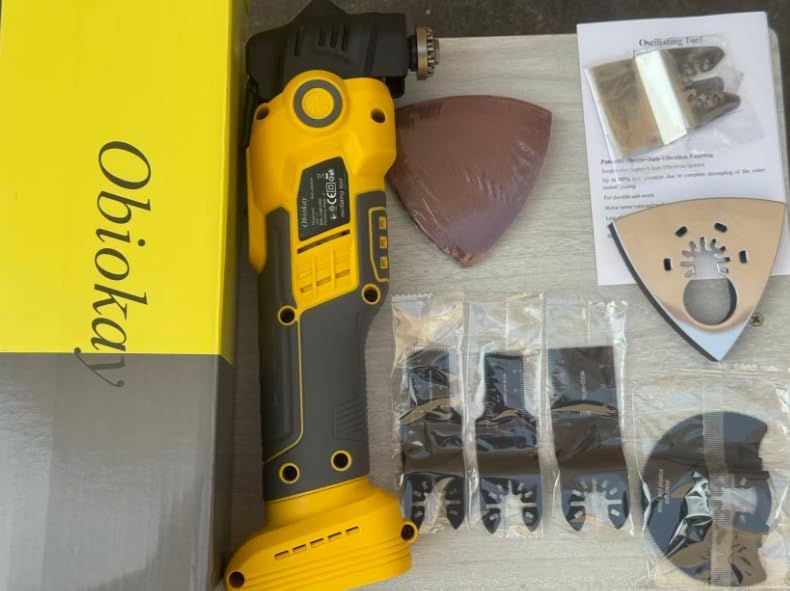 Miniatura 7 de Sierra oscilante inalámbrica para batería De-walt 20V Max Multiherramienta oscilante antivibración con hojas, 6 velocidades, ángulo de oscilación de