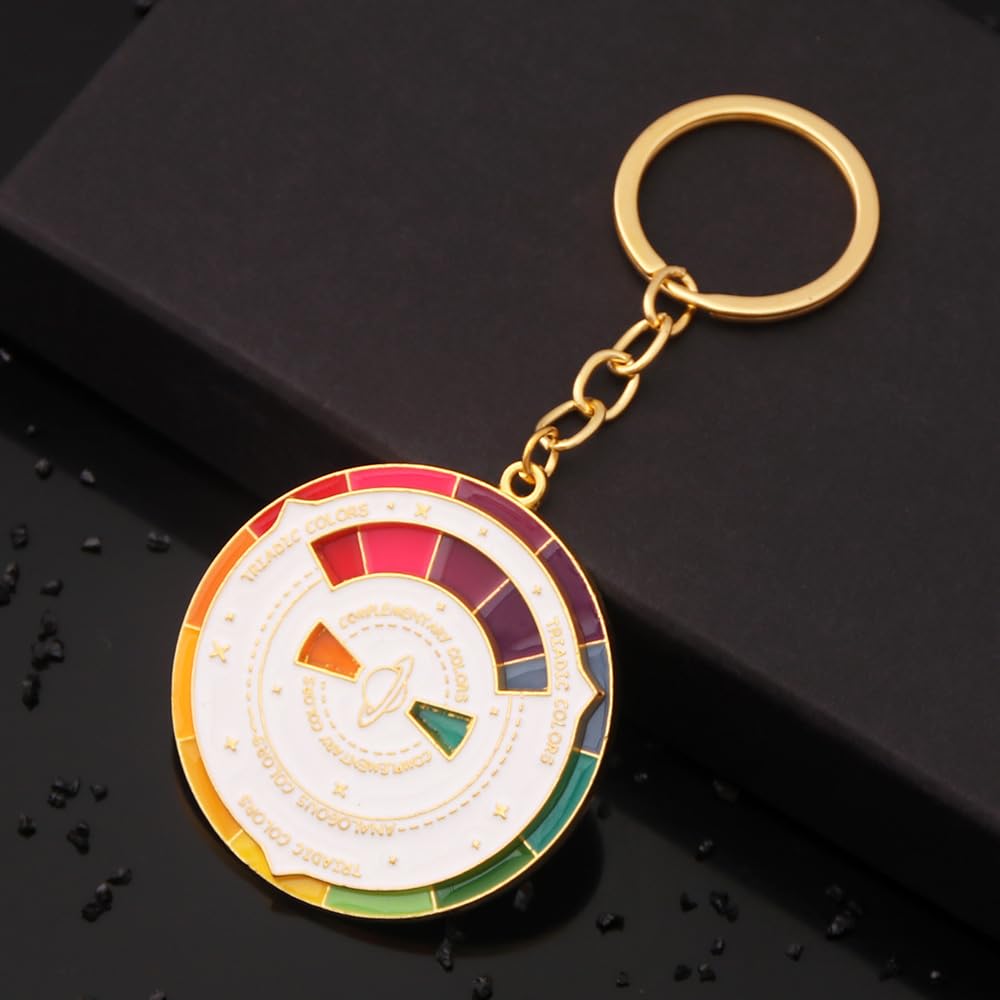 Color Wheel Keychain - What To Eat Spinning Key Chain - Funny Aesthetic Arts Gifts for Artists