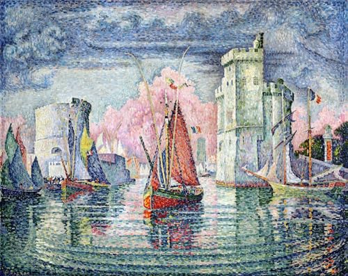 Pintura mural El puerto de La Rochelle de Paul Signac, lienzo decorativo de 60x90cm para salón