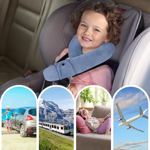 Image of Kids Travel Neck Pillow, Toddler Travel Pillow for Car & Airplane | Comfortably Travel Neck Pillow with Head & Chin Support for Road Trip Rest, Gifts for Toddler /Kids