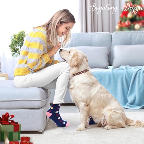 BOYATONG Lustige Socken Hundebesitzer Geschenk, Originelle Socken Hundemotiv Geschenke für Hundebesitzer, Geschenk Hundebesitzer Frauen Männer Hundeliebhaber Weihnachten Geschenke Geburtstagsgeschenk