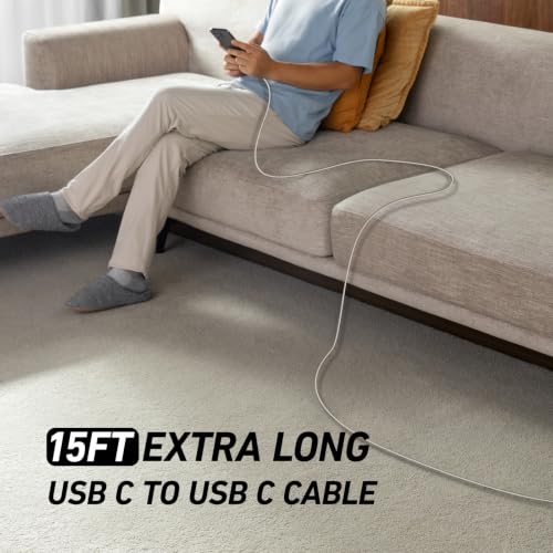 Image of Extra Long USBC to USBC Cable 15FT, 100W USB C Charger Cord Fast Charging