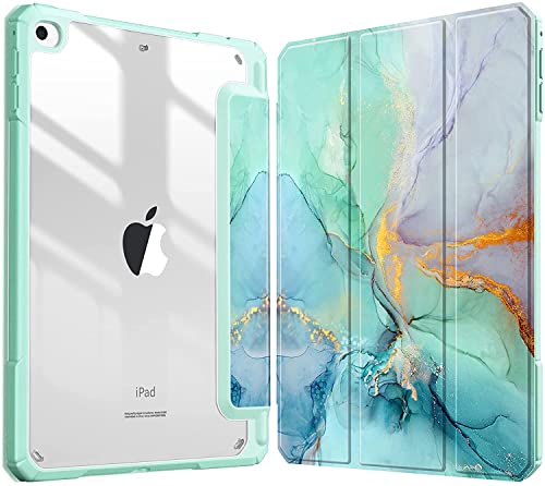 Image of SwooK Hybrid Case for 7.9 inch iPad Mini 5 /4 - Clear Back Shell Flip Cover (Emerald Marble)