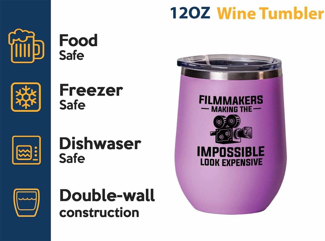 Filmmaker Pink Edition Wine Tumbler 12oz - Filmmakers Making the - Filmmaker Gifts Camera Lens Cut Prop Director Movie Film Scriptwriter image 2