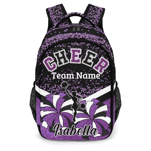 Purple Cheers Custom Cheer Bag Backpack for Cheerleader Personalized Cheerleading Backpack Bag, Cheer Coach Casual Travel Daypack