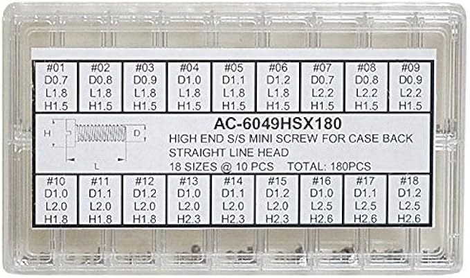 Amazon 時計用部品 合せ用 裏ブタマイナスネジセット Ss 18サイズ全180個 De 6049hsx180 工具 清掃用品 腕時計 通販
