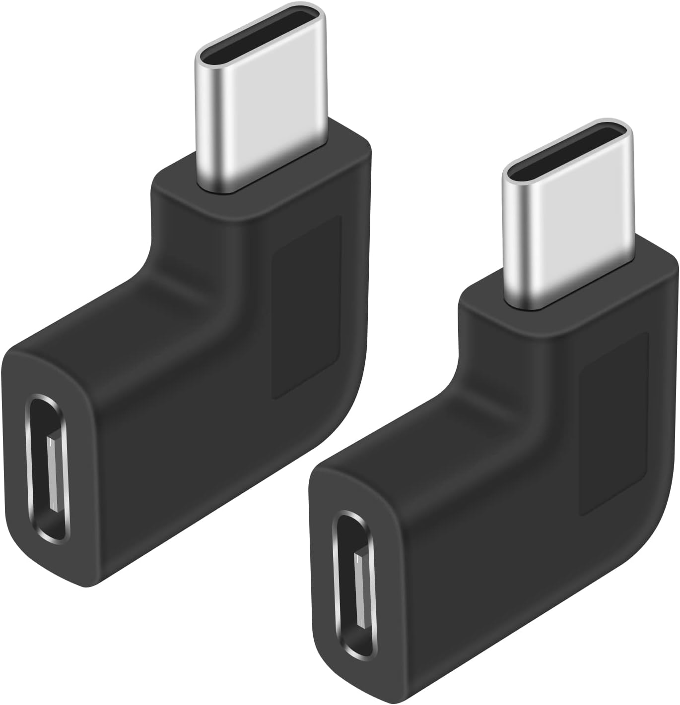 Poyiccot USB C Right Angle Adapter, USB C 90 Degree Adapter 10Gbps, USB 3.1 Type C Male to Female Adapter PD 90 Degree USB C Adapter USB C Extender Adapter for Laptop & Tablet & Mobile Phone, 2Pack