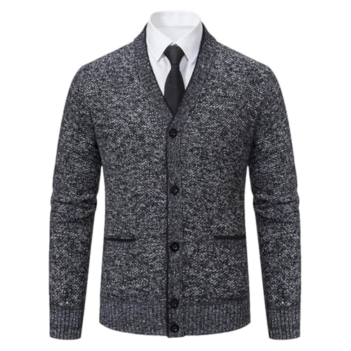 Men Cardigan V-Collar Long Sleeve Sweater Single Breast Solid Tops