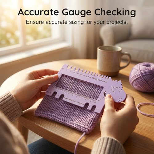 Crochet Gauge Measuring Tool,2026 New Knitting Needle Gauge Sizer,Crochet Hooks & Spinner Yarn Gauge Swatch Ruler Sweater Measuring Tool for Weaving, Crafting (2 PCS) - 3