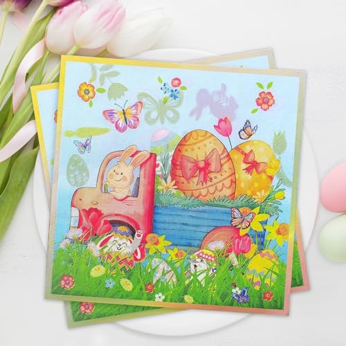 40 Tovaglioli Di Carta A Forma Di Coniglietto – Decorazioni Primaverili Per Pasqua, Usa E Getta Per Tavole E Cocktail