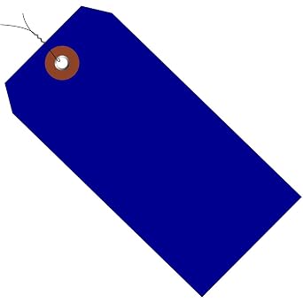 Aviditi Wired Plastic Shipping Tags, 6 1/4" x 3 1/8", Blue, Waterproof, Inventory Asset and Product Identification Tags, Case of 100