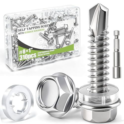 Vis autotaraudeuses inox pour métal plastique bois mxuteuk tête hexagonale avec rondelles