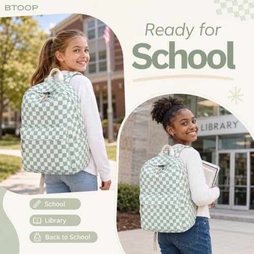 Image of BTOOP School Backpack for Teens Large Corduroy Bookbag Lightweight 15.6 inch Laptop Bag for Girls Women Casual High School College