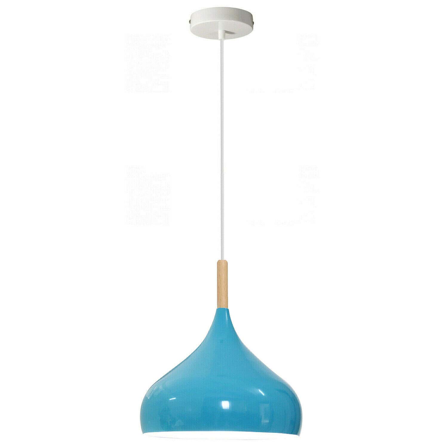 Dc Voltage Blue Industrial E27 Base Hanging Pendant Light 95Cm Adjustable Cord Easy Fit Metal Hanging Ceiling Light Fixtures For Kitchen Island, Hallway Dining Room