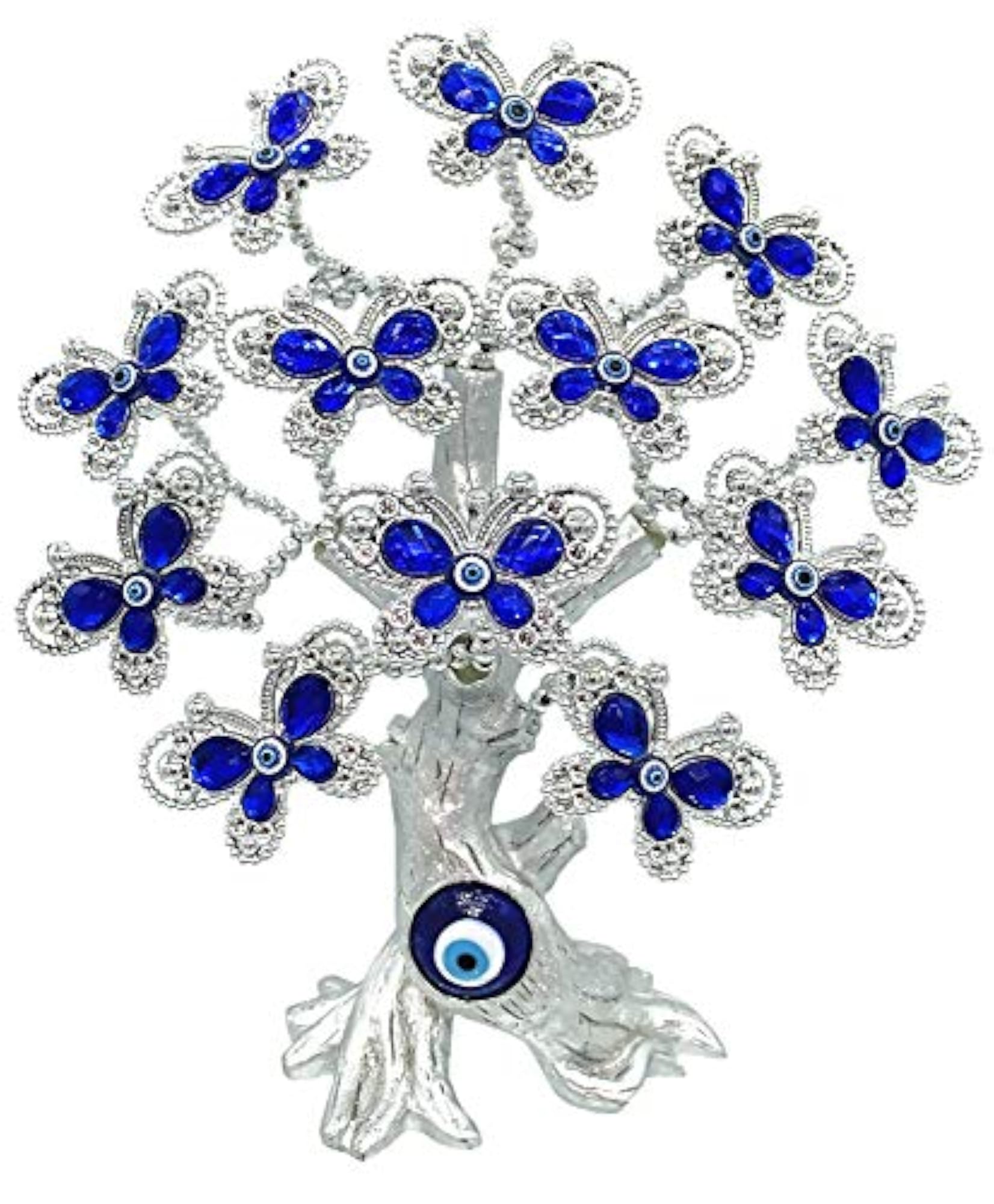 Blue Evil Eye Turkish Nazar Money Tree Butterfly Design