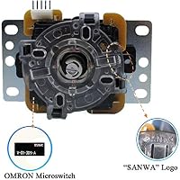 Joystick arcade SANWA JLF-TP-8YT cu bilă neagră, comutabil 4/8 direcții, compatibil cu Hori Fight Stick și Mad Catz SF4 3