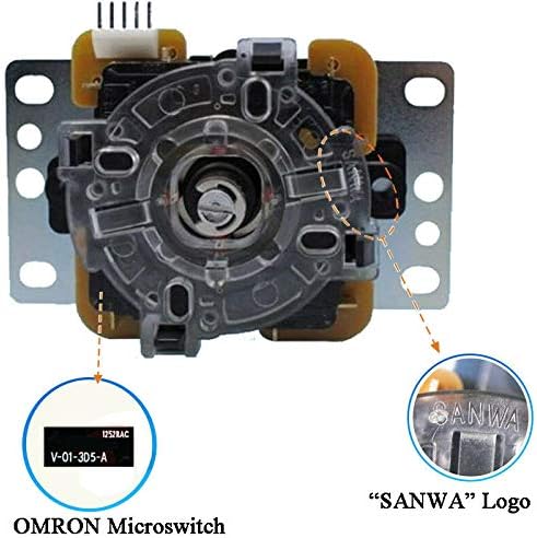 Joystick arcade SANWA JLF-TP-8YT cu bilă neagră, comutabil 4/8 direcții, compatibil cu Hori Fight Stick și Mad Catz SF4