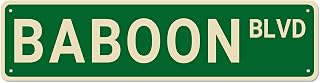 Baboon Blvd Street Sign Metal Tin Sign Vintage Signs Home Kitchen Metal Poster Outdoor Indoor Wall Decor Garden Yard Fence Farmhouse Man Cave Bar 4x16inch