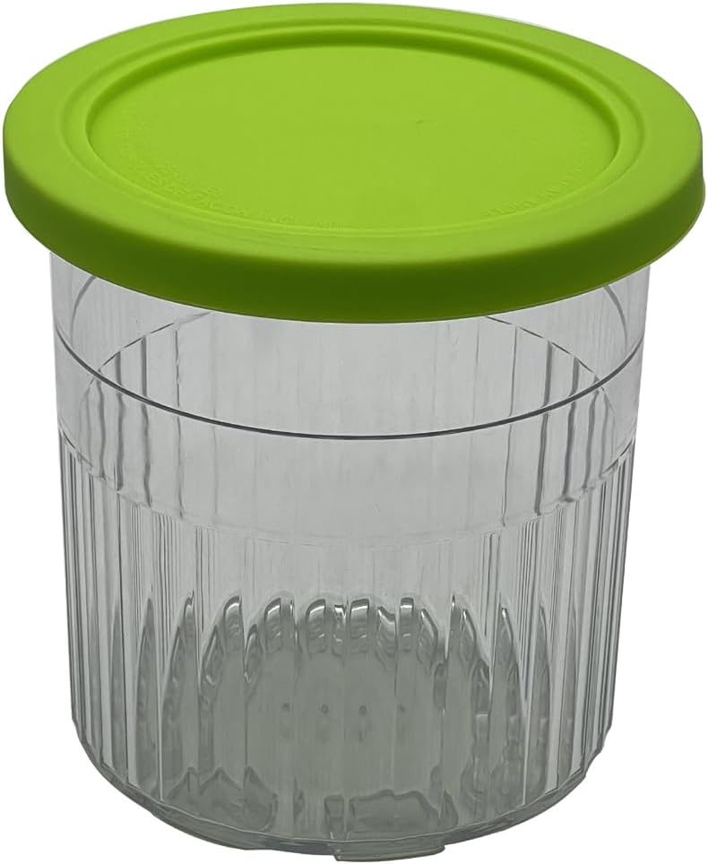 joystar Ice Creami Deluxe Pints 2 Pack, Compatible with Ninja NC500 NC501 Series Creami Deluxe Ice Cream Makers, Genuine Ninja Pint, Color Lids (24oz pints NC500, Green/pink)