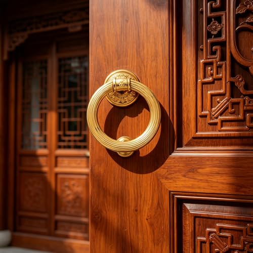 Aldaba de puerta vintage de metal resistente con acabado clásico para exterior 6
