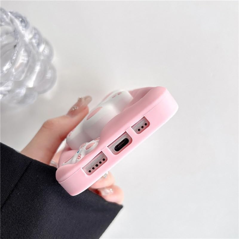 Image of COVERLY for iPhone 12 Pro 3D Money Bunny Rabbit Pop Case,Premium Silicone Cartoon Pastel Pink Color with Phone Holder Cool Full Protective Cute Kawaii Aesthetic Cover for Apple iPhone 12 Pro
