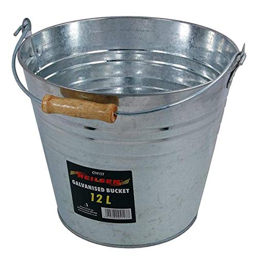 GALVANISED Steel Bucket 12 LTR Heavy Duty Garden Water Coal Carry Handle CA21