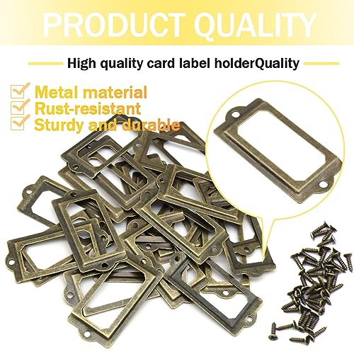 Yosawo 30Pcs Label Holder Metal Card Tag Holder Furniture Drawer Cabinet Tag Frame with Screws for Cabinets Boxes, Shelf - Image 3