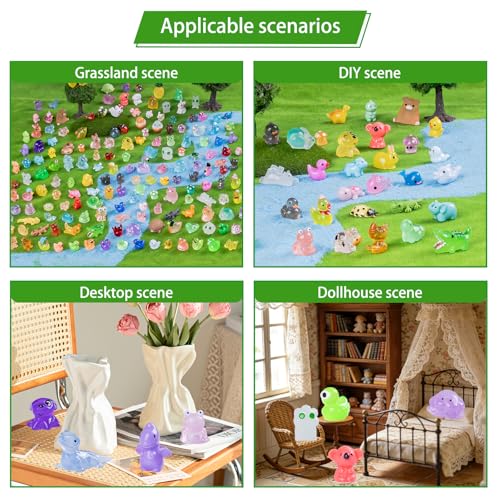 280pcs Mini Resin Animals Different 280 Styles Variety Tiny Animals Figure to Hide Luminous Glow in The Dark for Miniature Fairy Garden Decoration Small Plastic Miniature Crafts Decor Aquarium by Nerfcareani - Image 3