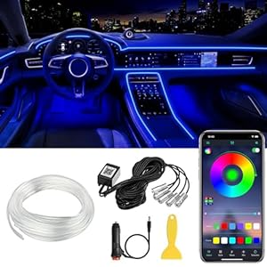 Interior Car LED Strip Lights APP Control, 5 in 1 RGB 16 Million Colors Ambient Lighting Kit with 236 inches Fiber Optic, Music Mode Inside Car Lighting Decorations