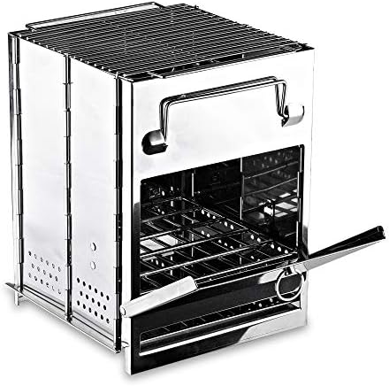 Zento Camping Wood Stove Portable Folding Camp Stove, Stainless Steel, Foldable Grill Survival, Easy to Carry, Small Portable (Aluminum Small)
