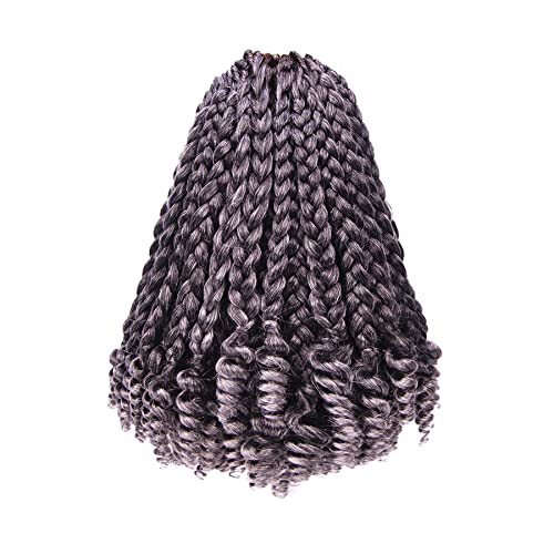 7 Packs 10 Inches Goddess Box Braid Crochet Hair With Toni Curl Ends For Black Women,Mother And Baby Kids - Ombre Gray, Bohemian Box Braids Crochet Hair (105 Strands,T1B/Gray) #TOP7