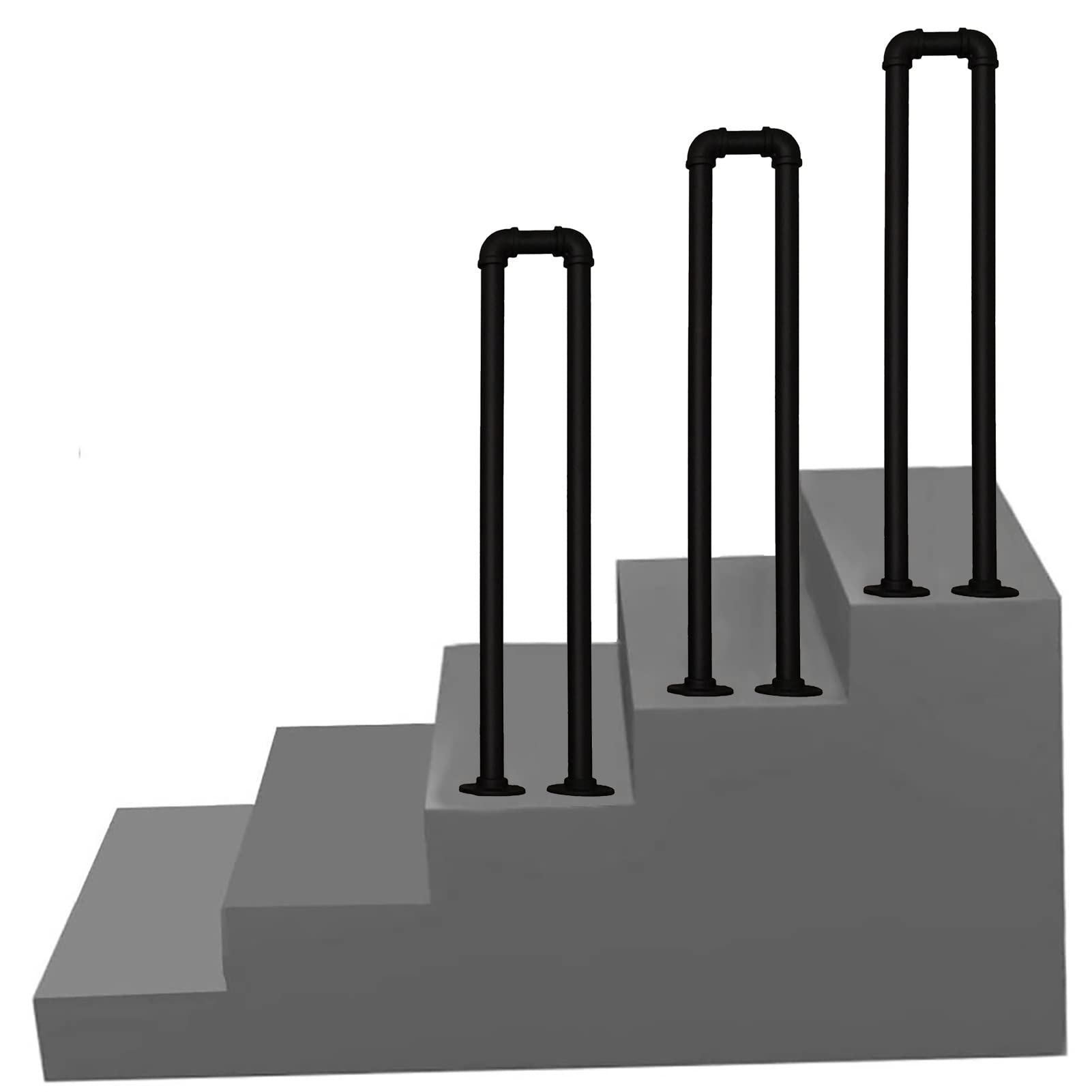 Main courante 55 cm pour marches en béton ou bois d'escalier extérieur et terrasse