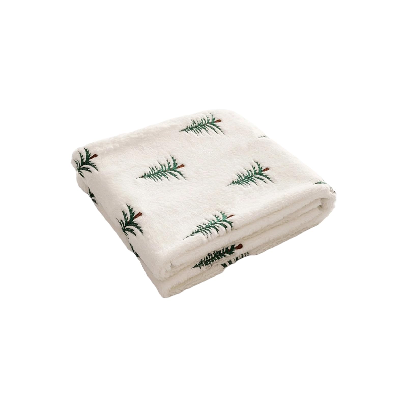 Manta navideña bordada con patrón de pino para decoración de sofá, cama, manta de felpa de felpa de Navidad