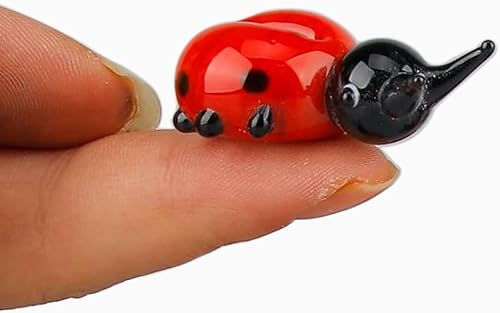 vskikris 6 figuras de mariquita de vidrio soplado a mano  Regalos de mariquita  Esculturas de mariquita de cristal  Coleccionables Crystal Beetle