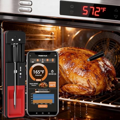 Oven Wireless Meat Thermometer: Smart 572℉ Oven-Safe Stainless St...