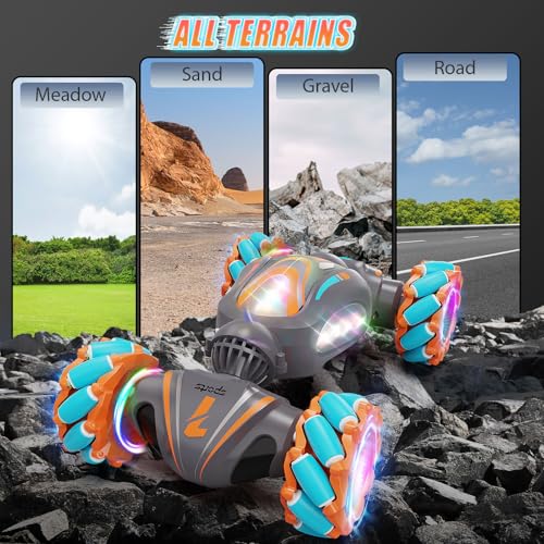 Image of Nicella Remote Control Car, RC Cars for Boys, Gesture Stunt with Light & Music, 4WD, 360 Rotating, 2.4Ghz Remote Control Car Toys, Birthday Gift for Kids Age 6+ (Grey)