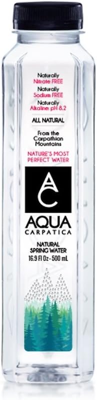 Aqua Carpatica Natural Spring Water Bottles, Naturally Filtered Alkaline Pure Water, 500ml / 16.9 oz. (24 Pack)