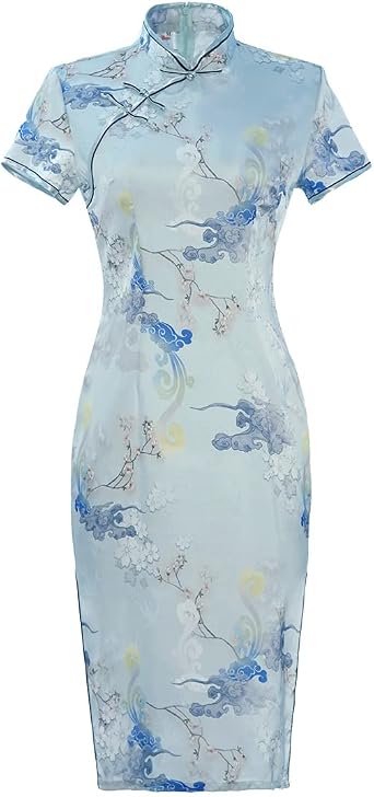 Shanghai Story Knee Length Cheongsam Chinese Traditional Dresses Womens Qipao