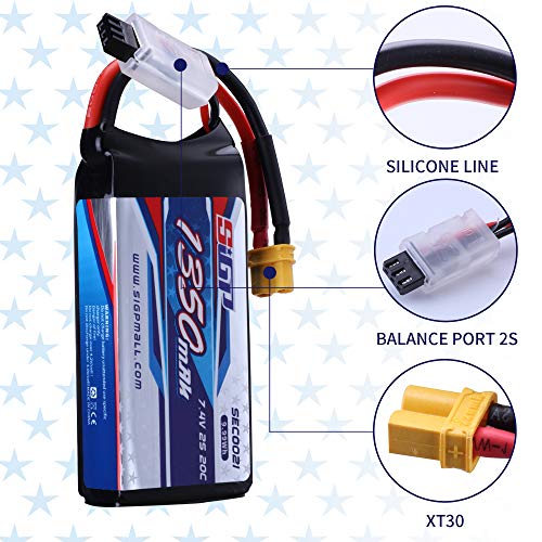 SIGP 2S Lipo Batteria 1350mAh 7,4V 20C Pacco
